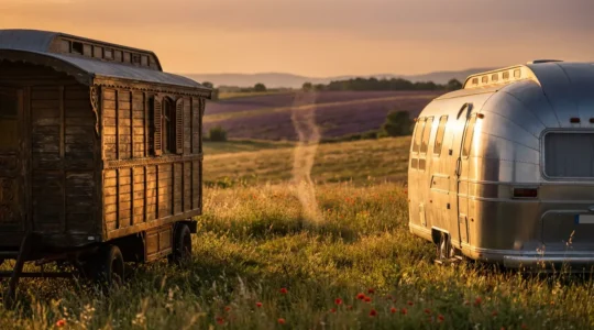 Comparaison thermique entre une roulotte en bois et une roulotte métallique sous le soleil d'été