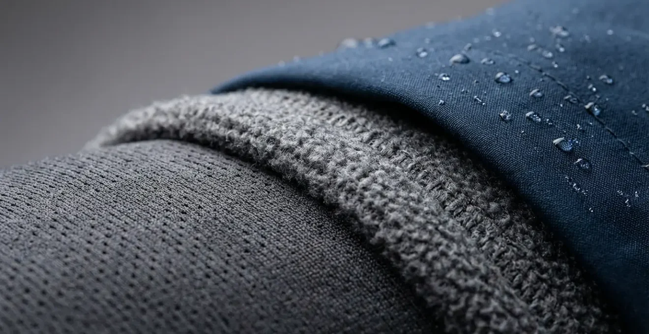 Détail macro de textiles techniques superposés pour la protection en milieu marin