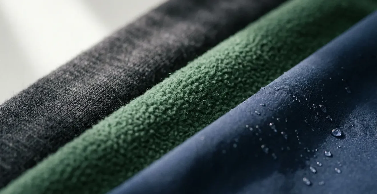 Composition de vêtements techniques empilés selon la stratégie de l'oignon pour un road trip